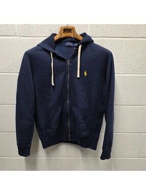 Polo Ralph Lauren Hoodie Men  Navy  Hood Logo Full Zip Sweatshirt S 22x27